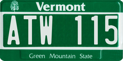 VT license plate ATW115