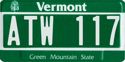 VT license plate ATW117