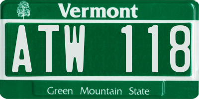 VT license plate ATW118