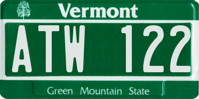 VT license plate ATW122