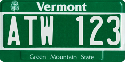 VT license plate ATW123