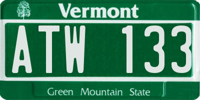 VT license plate ATW133