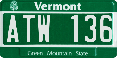 VT license plate ATW136