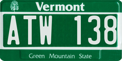 VT license plate ATW138