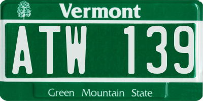 VT license plate ATW139
