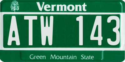VT license plate ATW143