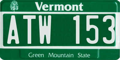 VT license plate ATW153