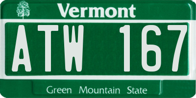 VT license plate ATW167