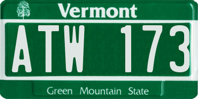 VT license plate ATW173