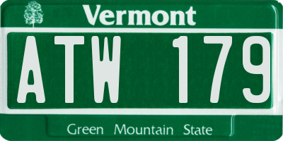 VT license plate ATW179