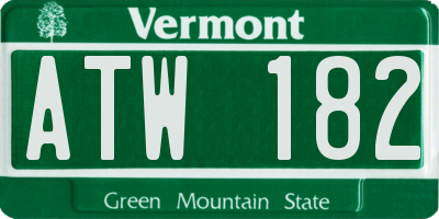 VT license plate ATW182