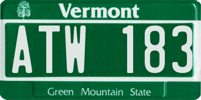 VT license plate ATW183