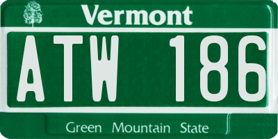 VT license plate ATW186