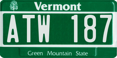VT license plate ATW187