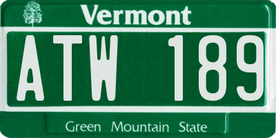 VT license plate ATW189