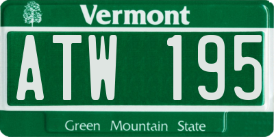 VT license plate ATW195