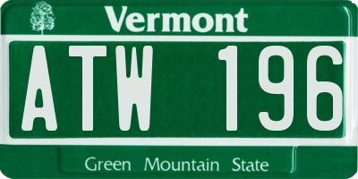 VT license plate ATW196