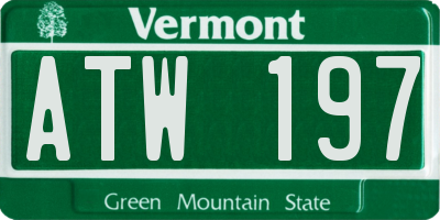 VT license plate ATW197
