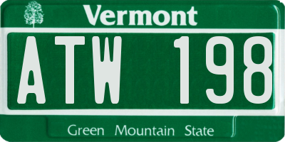 VT license plate ATW198
