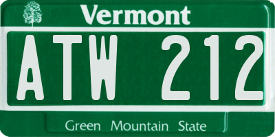VT license plate ATW212