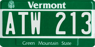 VT license plate ATW213