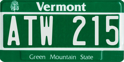 VT license plate ATW215