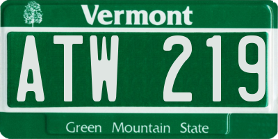 VT license plate ATW219