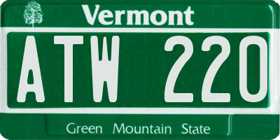 VT license plate ATW220