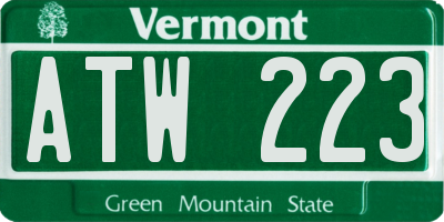 VT license plate ATW223