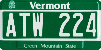 VT license plate ATW224