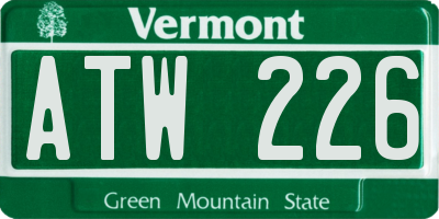 VT license plate ATW226