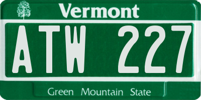 VT license plate ATW227
