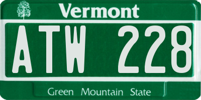VT license plate ATW228