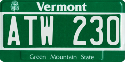 VT license plate ATW230