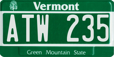 VT license plate ATW235
