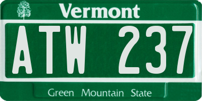 VT license plate ATW237