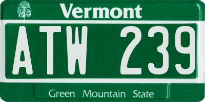 VT license plate ATW239