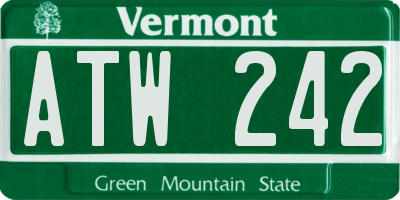 VT license plate ATW242