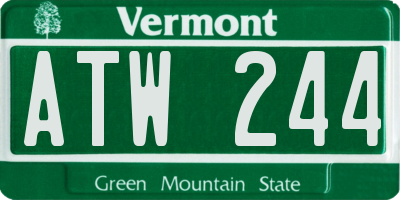 VT license plate ATW244