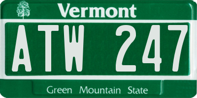 VT license plate ATW247