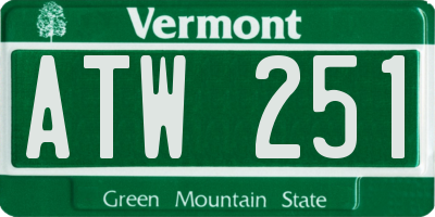 VT license plate ATW251