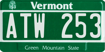 VT license plate ATW253
