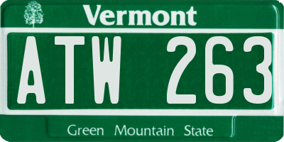 VT license plate ATW263