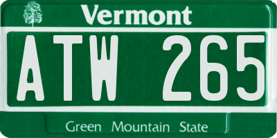 VT license plate ATW265