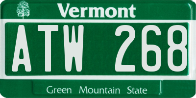 VT license plate ATW268