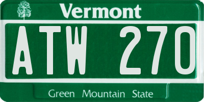 VT license plate ATW270