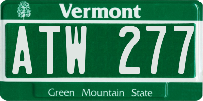 VT license plate ATW277
