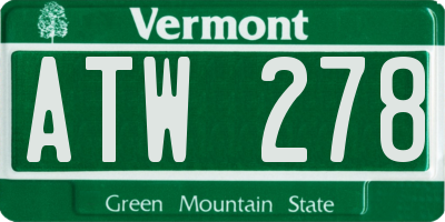VT license plate ATW278