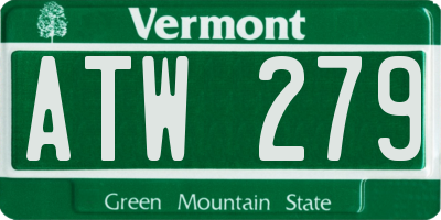 VT license plate ATW279