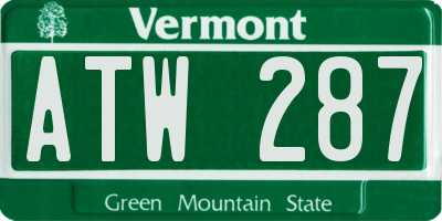 VT license plate ATW287